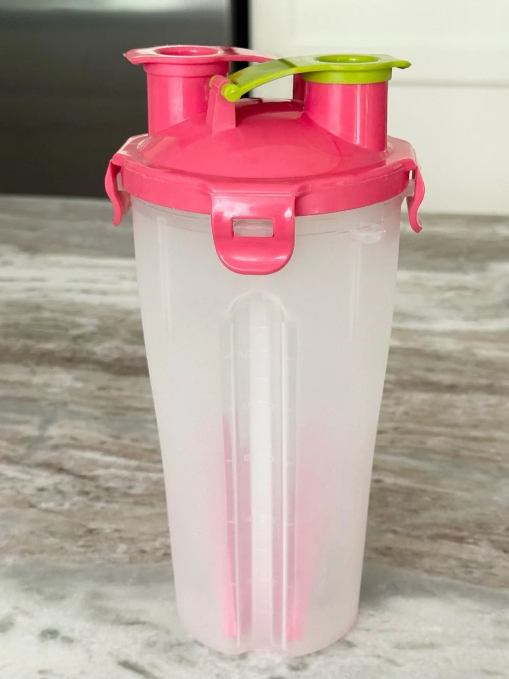 Hydra Cup Dual Shaker Made In USA Pink and Lime Dual Compartment Travel Bottle